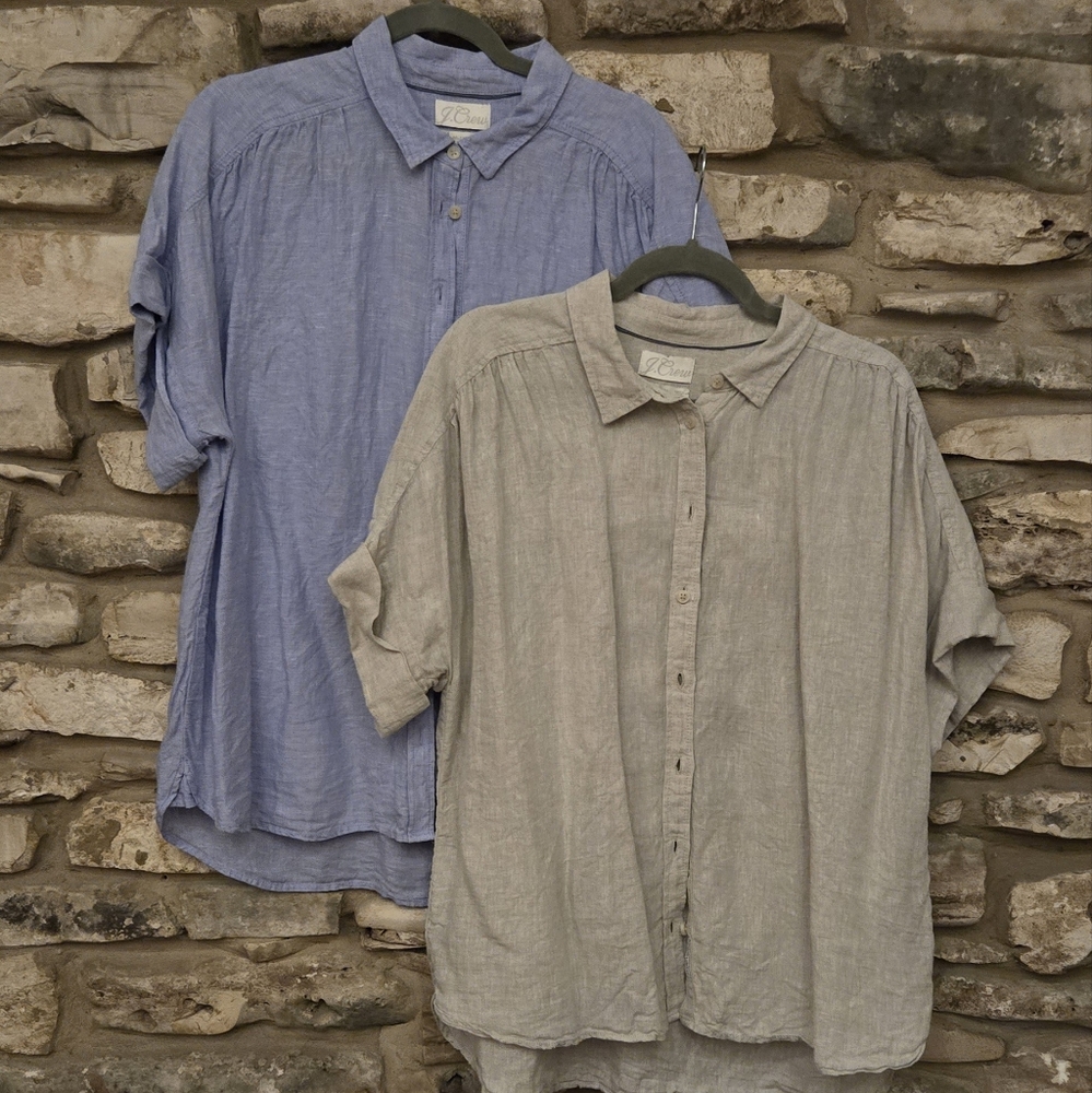 TWO XL J. Crew Linen Button-down tops